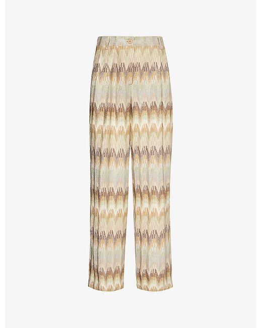 Missoni Natural Wide-leg Mid-rise Woven Trousers
