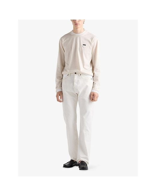 Prada White Old Denim Five-Pocket Jeans for men