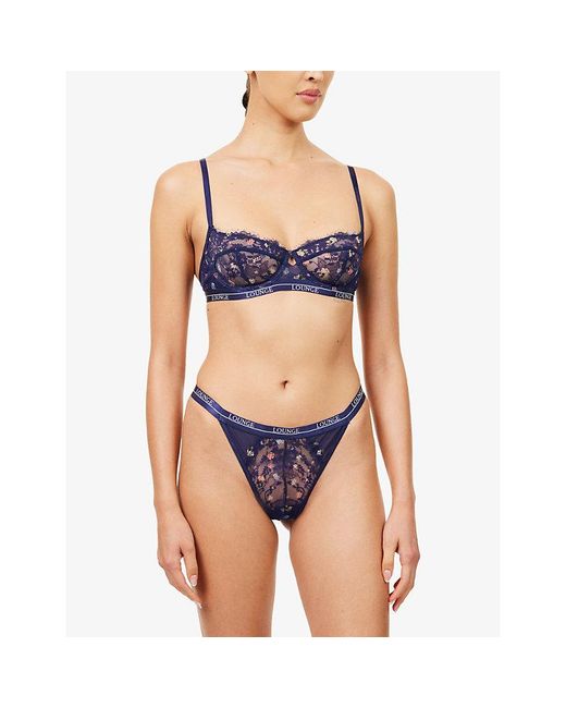Lounge Underwear Blue Entice Balcony Lace Bra