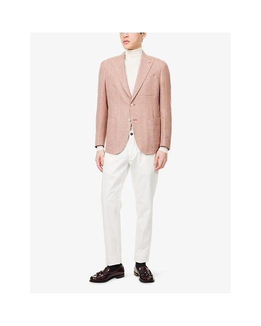 Eleventy Pink Peak-Lapel Patch-Pocket Woven Jacket for men