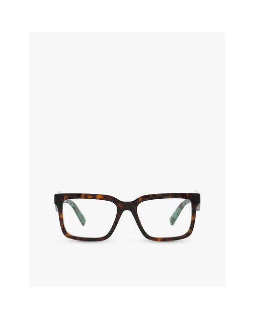 Prada Black Pr 10yv Rectangle-frame Tortoiseshell Acetate Eyeglasses for men