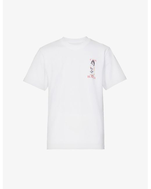 CASABLANCA White Graphic-print Crewneck Organic Cotton T-shirt for men