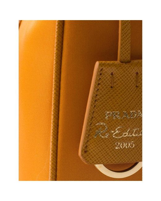 Prada Orange Re-Edition 2005 Mini-Nylon And Leather Shoulder Bag