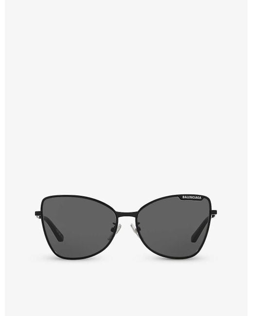 Balenciaga Gray Bb0278s Butterfly-frame Metal Sunglasses