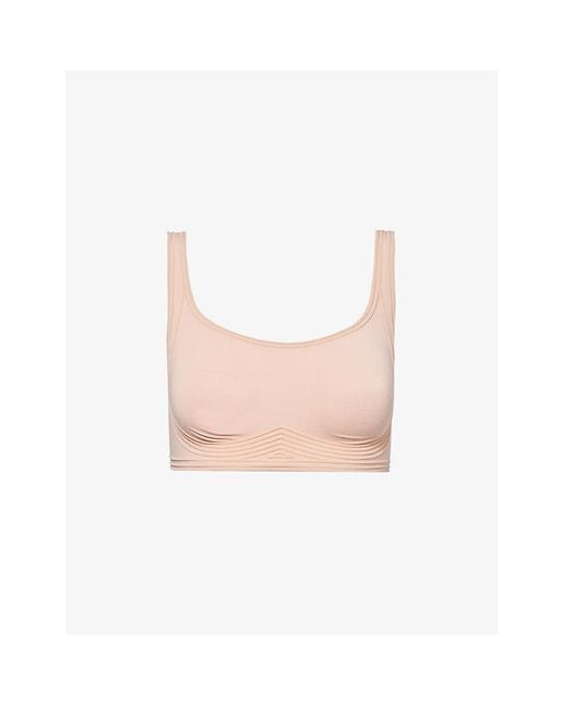 Wolford White Contour Skin Scoop-Neck Stretch-Woven Bra