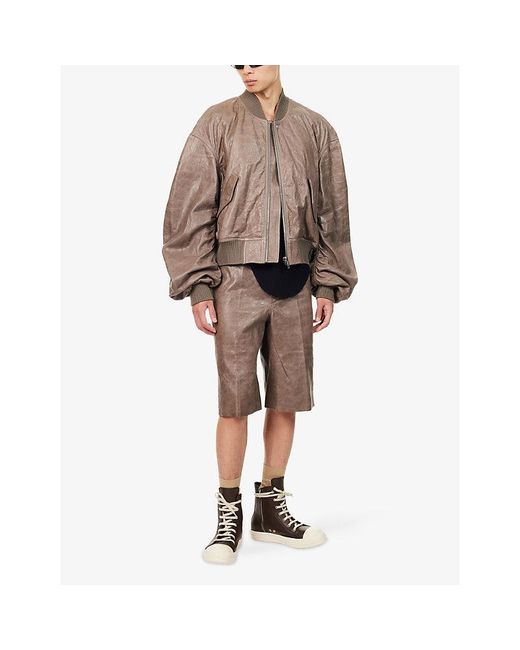 Rick Owens Brown Leather Work Shorts for men