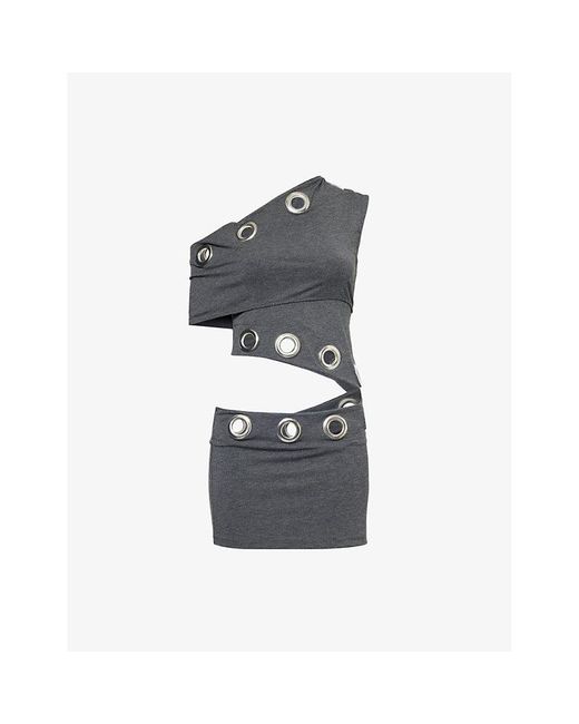 Jaded London Asymmetric Eyelet-Embellishment Stretch-Woven Blend Mini Dress in Gray | Lyst Jaded London Asymmetric Eyelet-Embellishment Stretch-Woven Blend Mini Dress in Gray | Lyst