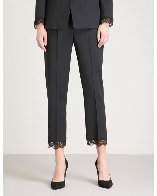 Kooples Lace-trim Stretch-wool Trousers 
