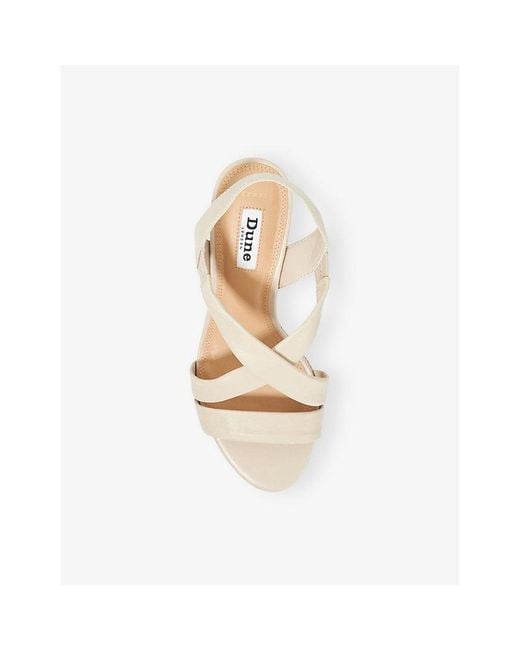 Dune Natural Kamies Cork Leather Wedge Sandals