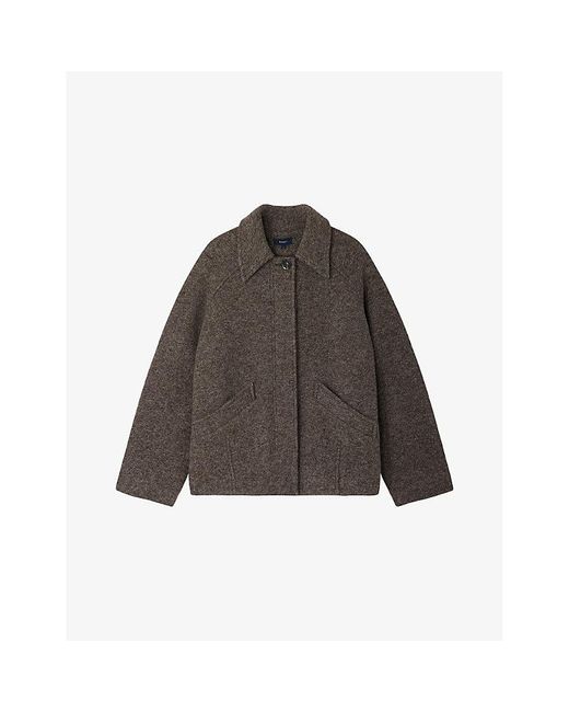 Soeur Brown Balard Collared Wool-Blend Coat
