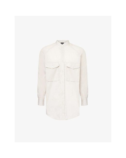 Emporio Armani White Curved-hem Regular-fit Cotton-poplin Shirt Xx for men