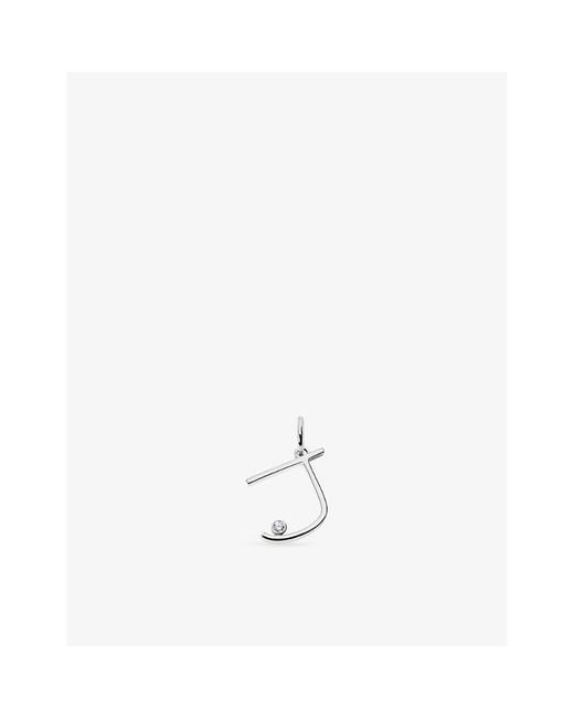 Monica Vinader White Initial J Solitaire Lab-Grown Diamond And Sterling Pendant Charm
