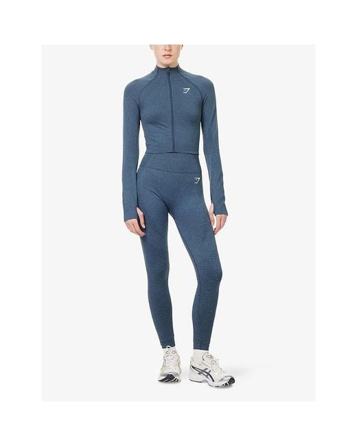 GYMSHARK Blue Vital Seamless 2.0 Zipped Stretch-Jersey Jacket