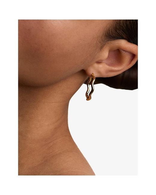 Astrid & Miyu Metallic Ripple-Plated Sterling Hoop Earrings
