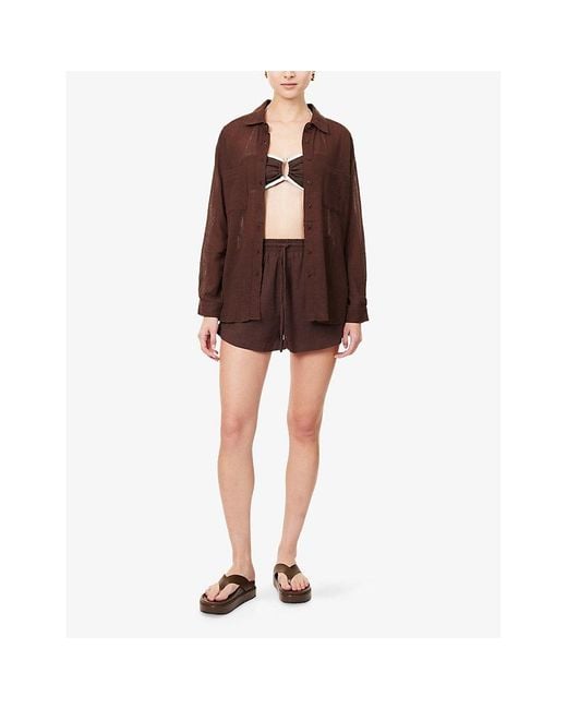 Seafolly Brown Breeze Crinkle Cotton Beach Shirt