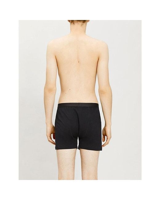 Sunspel Black Elasticated Slim-Fit Cotton Boxers for men