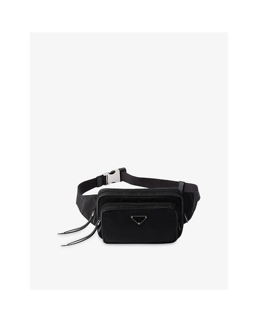 Prada Black Logo-Plaque Re-Nylon Belt Bag
