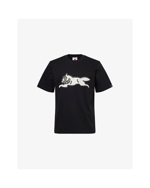 ICECREAM Black Polka Dot Dog Graphic-Print Cotton T-Shir for men