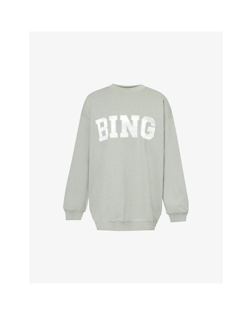 Anine Bing Gray Tyler Brand-appliqué Cotton-jersey Sweatshirt