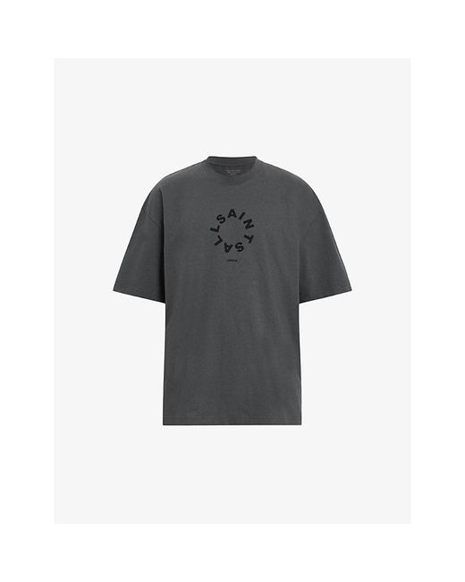 AllSaints Gray Tierra Brand-print Organic Cotton-jersey T-shirt for men