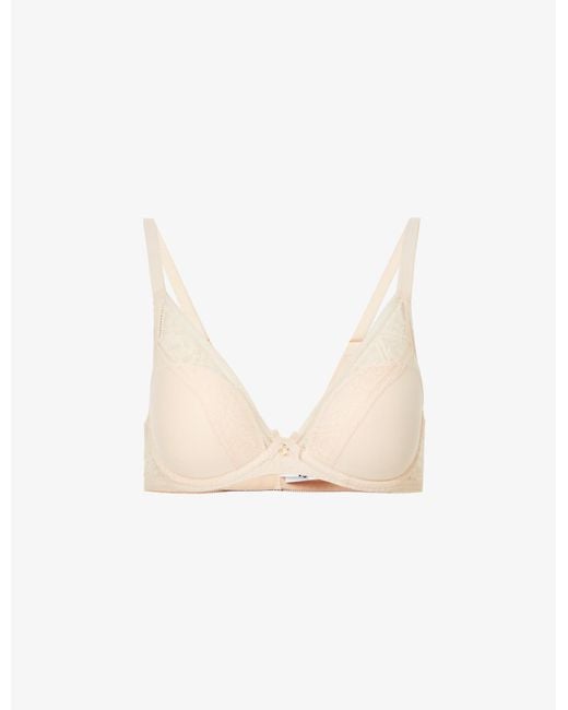 Chantelle Alto Stretchjersey And Lace Halfcup Tshirt Bra in Golden