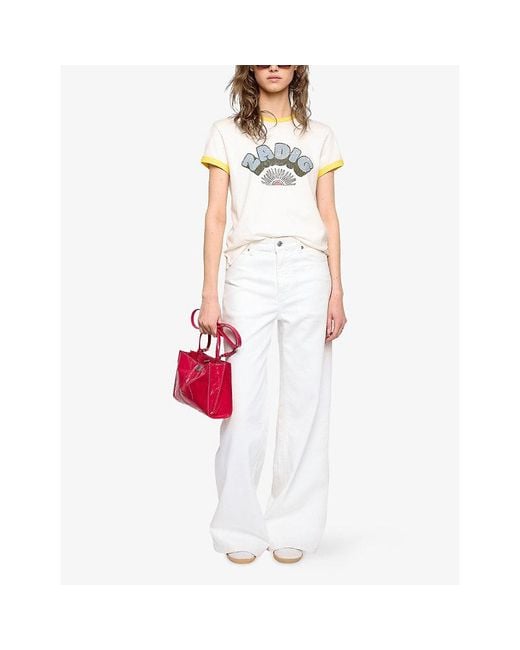 Zadig & Voltaire Metallic Branded-Print Short-Sleeved Cotton-Jersey T-Shirt