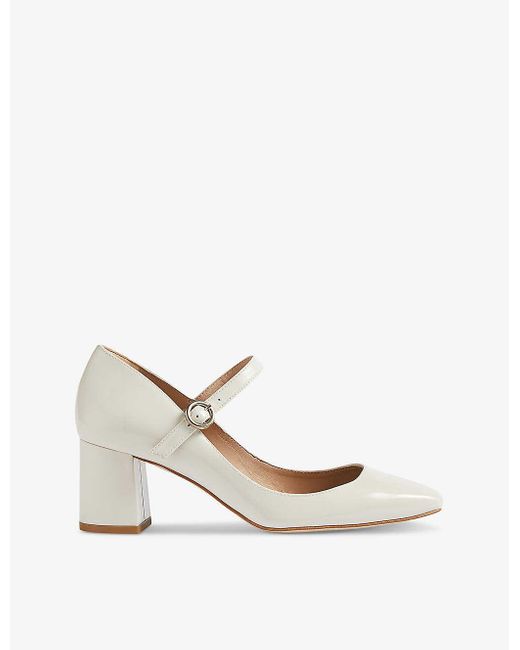 L.K.Bennett White Winter Heeled Patent-leather Mary-jane Pumps