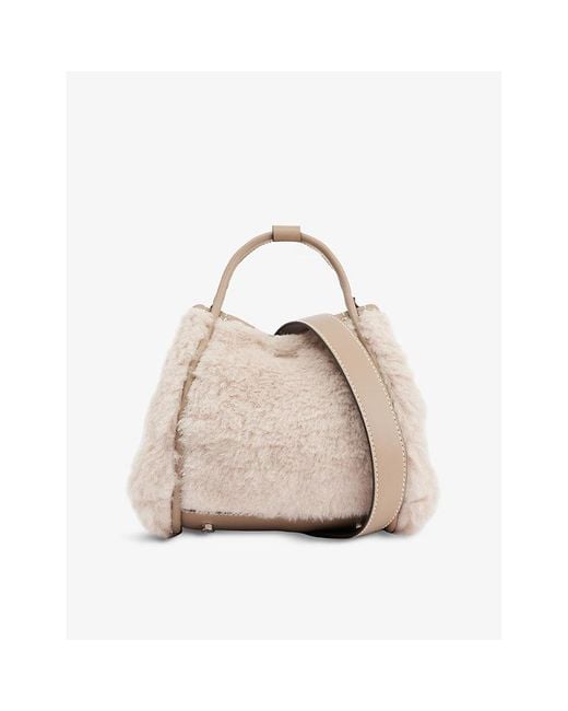 Max Mara Natural Marine Teddy Extra Small Camel-Wool And Silk-Blend Top-Handle Bag