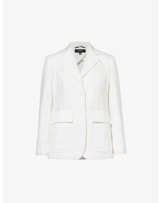 Weekend by Maxmara White Dattero Single-breasted Cotton And Linen-blend Blazer