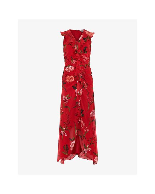 Phase Eight Red Mae Floral-Print Woven Maxi Dress