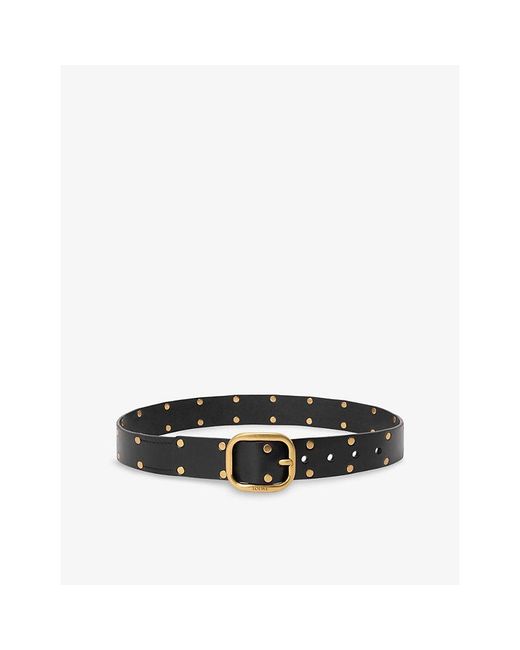 Loewe Black Rounded-Buckle Stud-Embellished Leather Belt