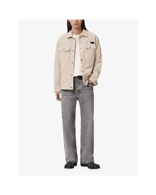 AllSaints Natural Castleford Relaxed-Fit Corduroy Organic-Cotton Overshirt for men