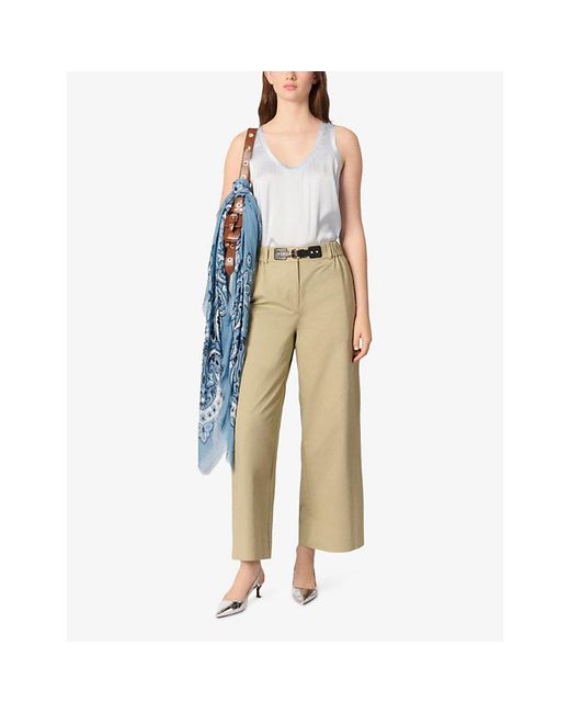 Maje White Round-Neck Stretch-Silk Vest Top