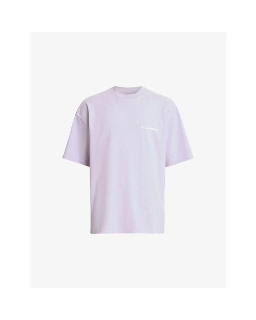 AllSaints Purple Access Brand-print Organic-cotton T-shirt for men