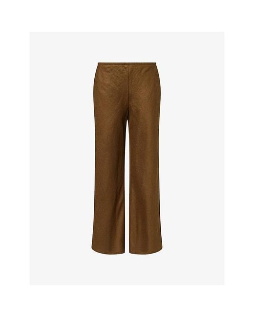 Reformation Brown Gale Mid-Rise Linen Trousers