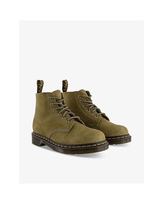 Dr. Martens Green 101 Six-eyelet Lace-up Leather Ankle Boots