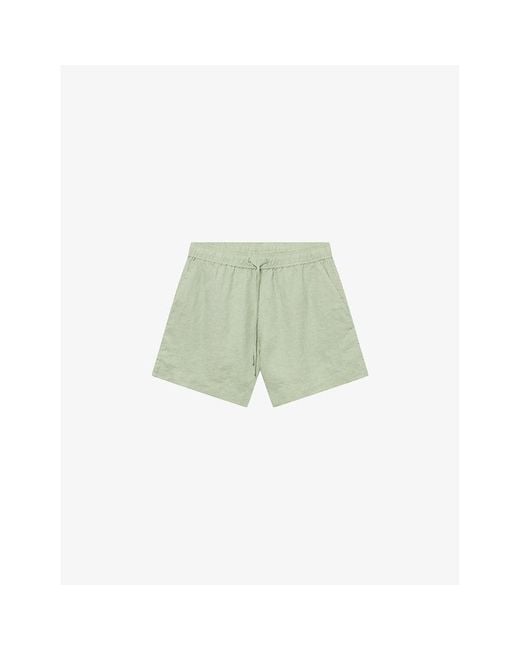 Twist & Tango Green Melody Drawstring-waist High-rise Linen Shorts