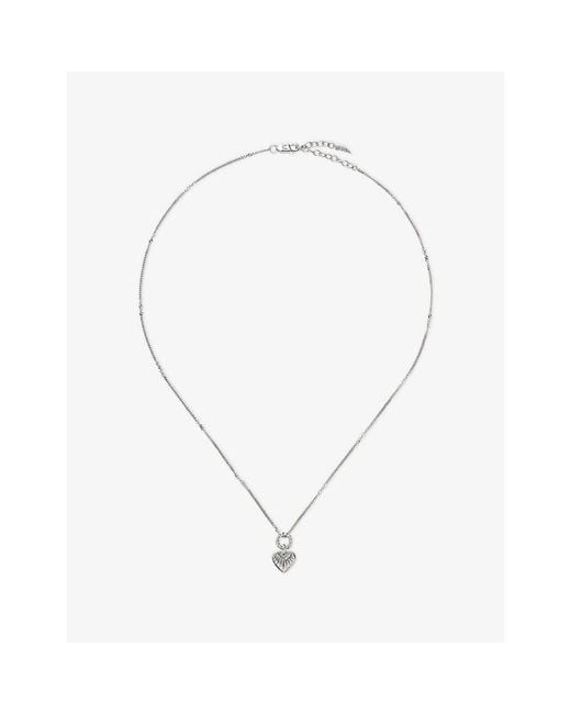 Missoma Metallic Mini Ridge Heart Charm Plated Sterling- Pendant Necklace