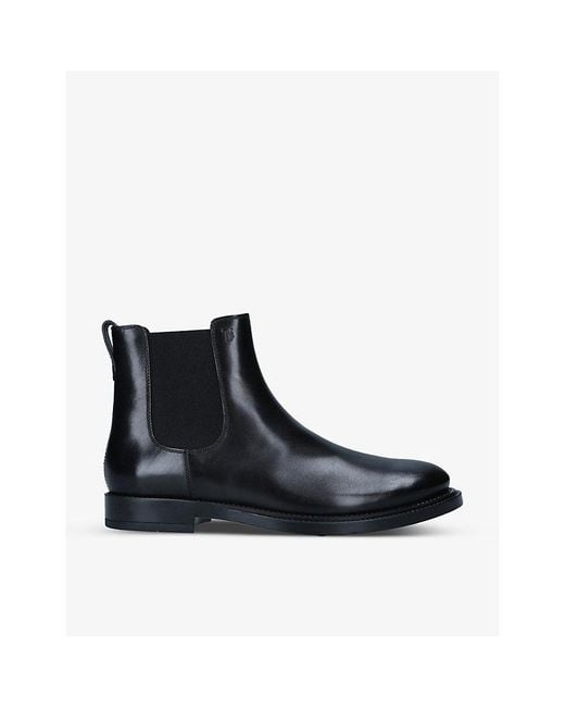 Tod's Black Stivaletto Leather Chelsea Boots for men