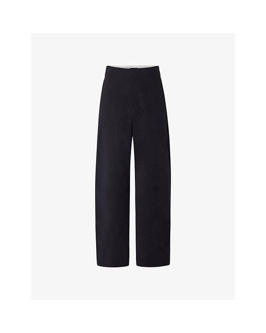 Soeur Blue Hawk Straight-Leg High-Rise Crepe Trousers