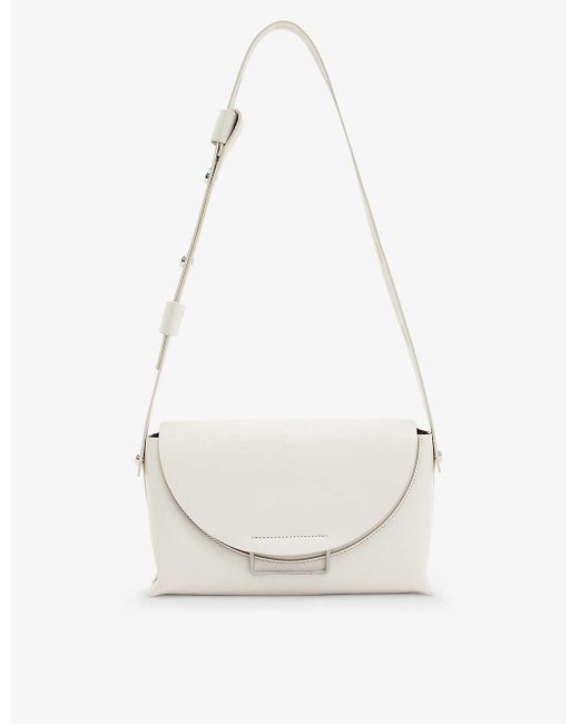AllSaints White Celeste Magnetic-closure Leather Crossbody Bag