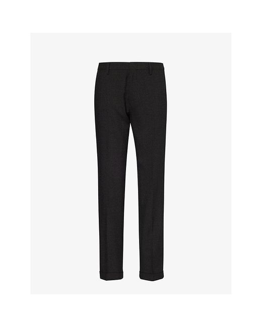 Paul Smith Black Brand-tab Slim-fit Straight-leg Stretch-cotton Trousers for men