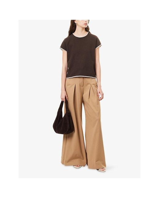 ME+EM Natural Ultimate Wide-Leg Cotton-Blend Trousers
