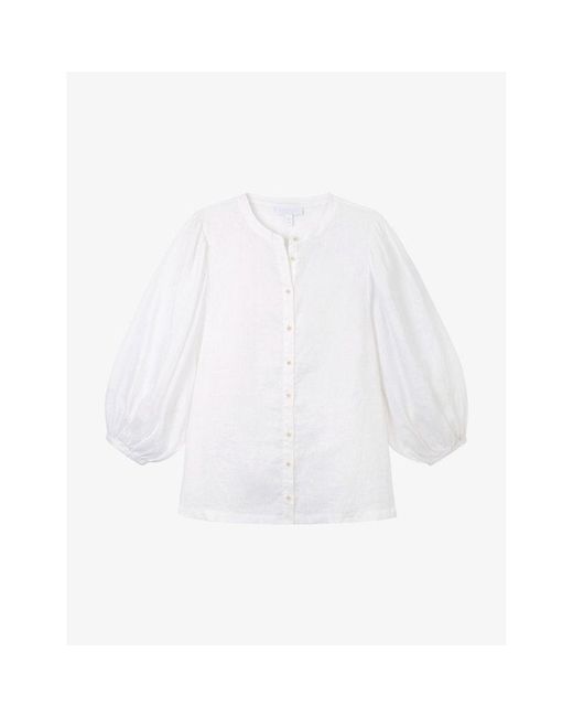 The White Company White The Company Relaxed-fit Puff-sleeve Linen Shirt