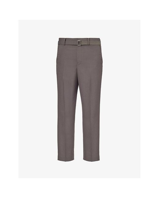Sacai Gray Straight-leg Mid-rise Woven Trousers for men