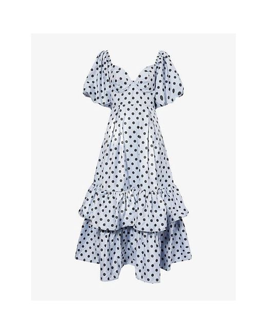 Sister Jane Blue Bay Polka-Dot Woven Maxi Dress