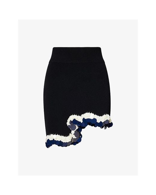 Ph5 Black Casey Sequinned Stretch-Knit Mini Skirt