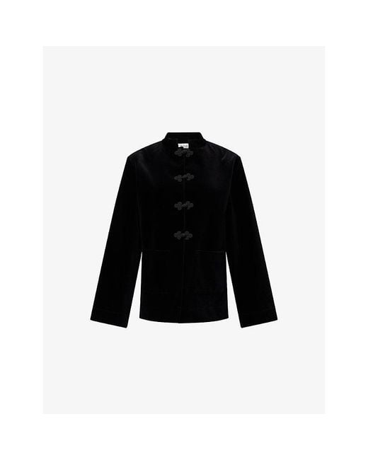 RÓHE Frames Black Pankou Knotted Cotton Velvet Jacket