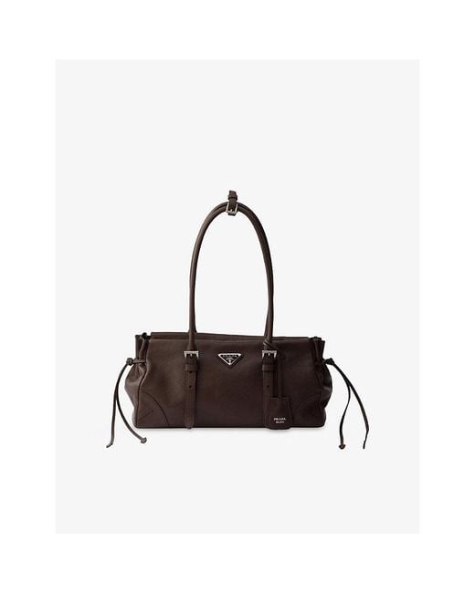 Prada Black Bonnie Medium Leather Top-Handle Bag
