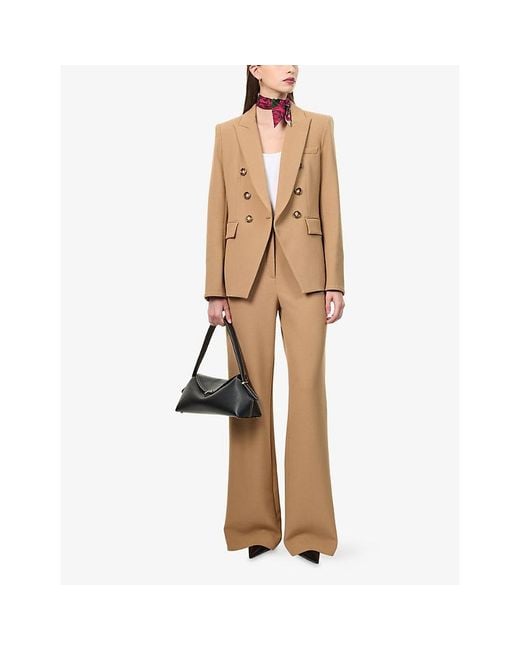 Veronica Beard Natural Tonelli Wide-Leg Woven Trousers
